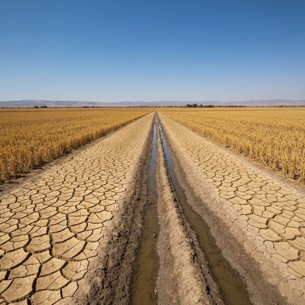 Agricultural fields affected by drought